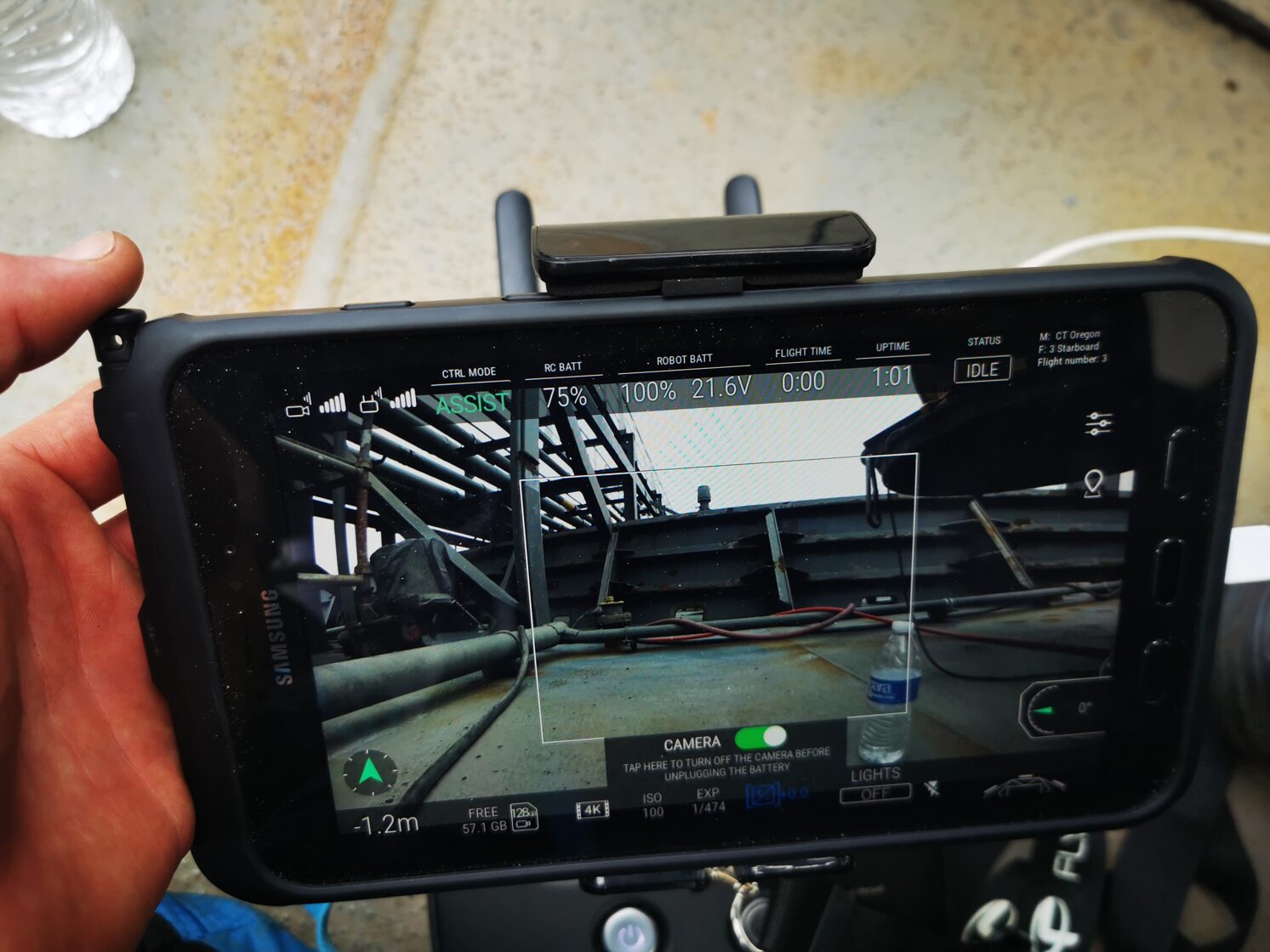Drone equipment inside ship hull